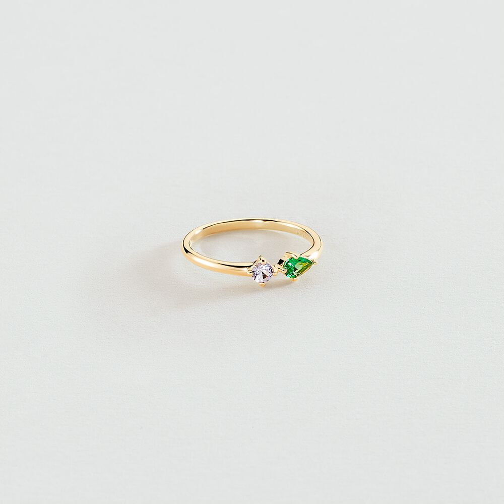 Thin ring ASTRE - Green / Golden - Rings  | Agatha