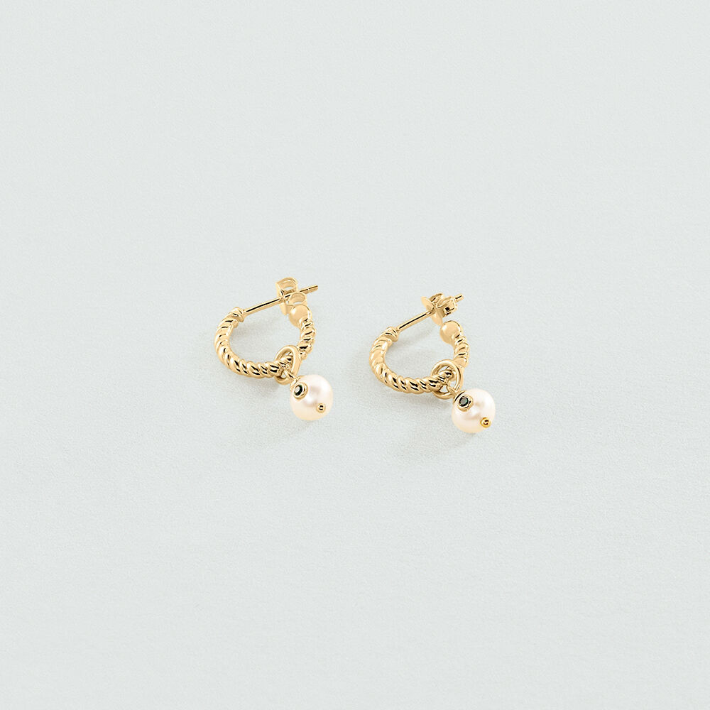 Hoops DIONE - Pearl / Green - Earrings  | Agatha