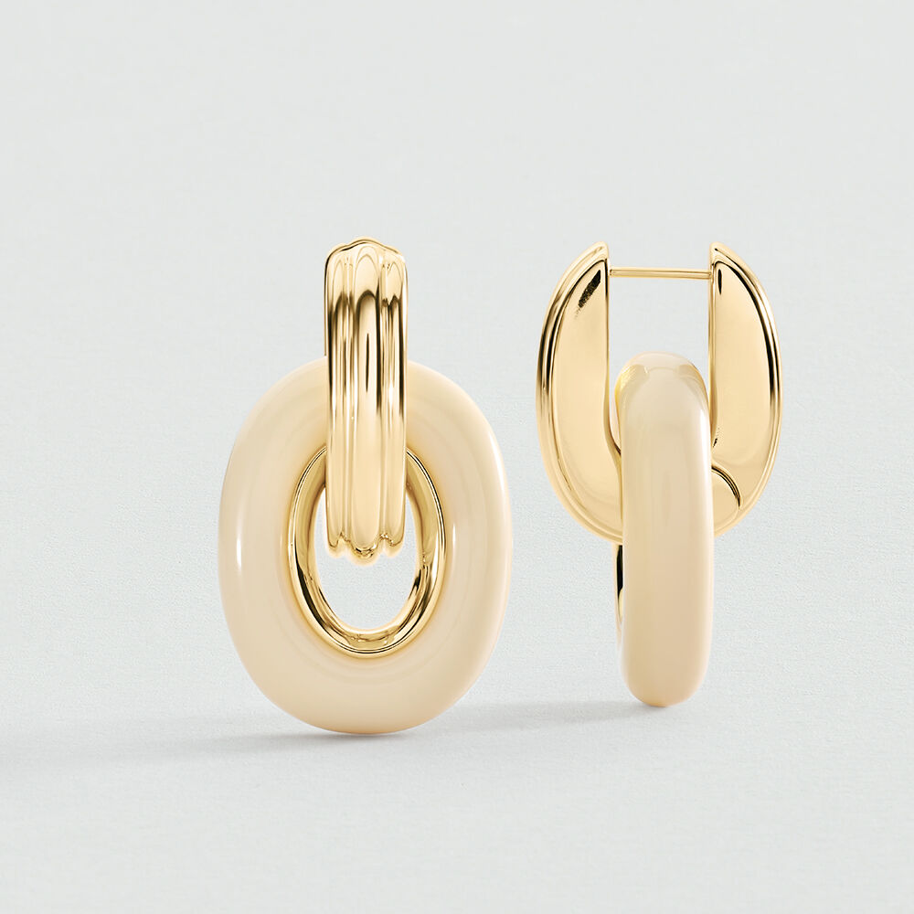 Hoops PALAIS ROYAL - Ivory / Gold - Earrings  | Agatha