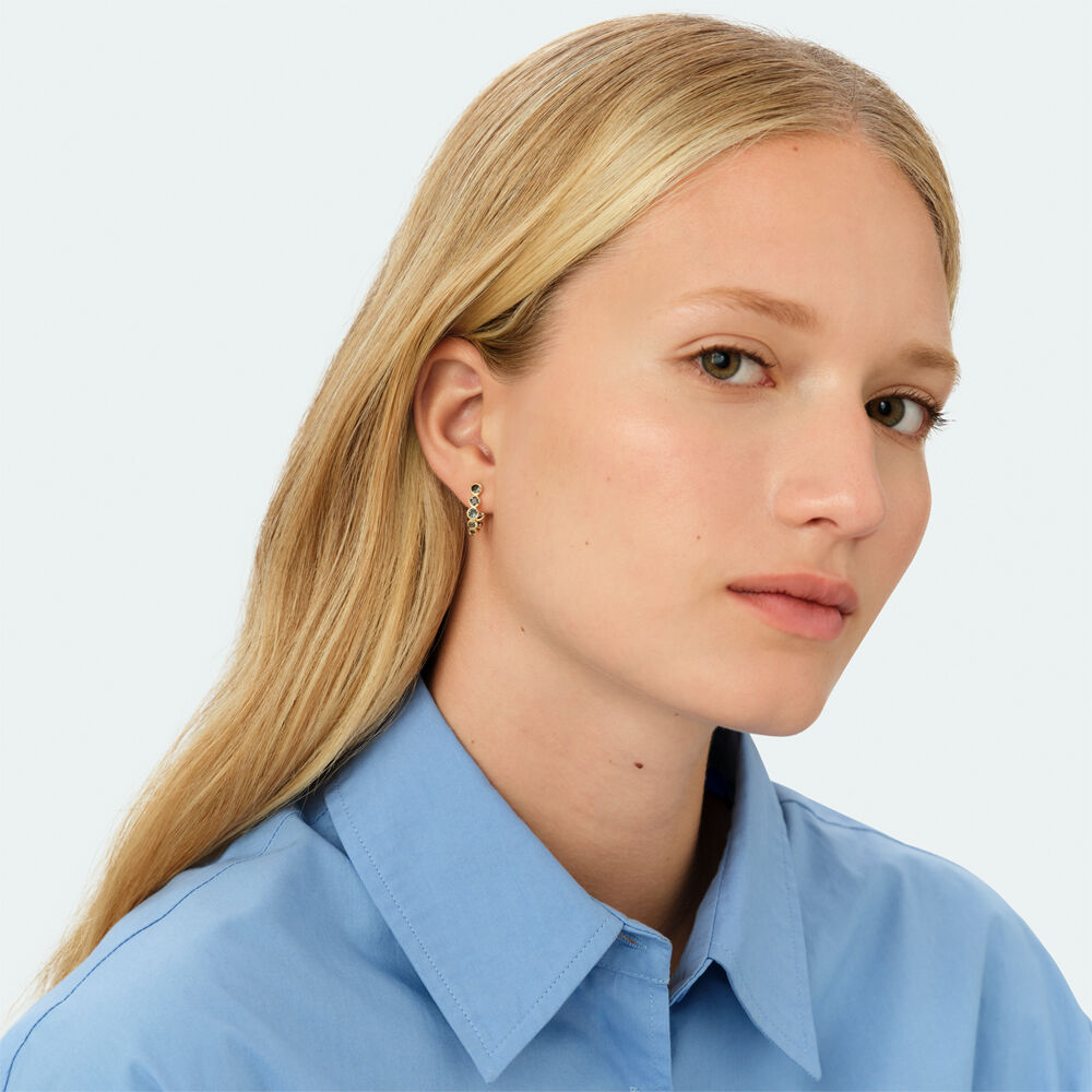 Hoops SAINT GERMAIN - Green / Golden - Earrings  | Agatha