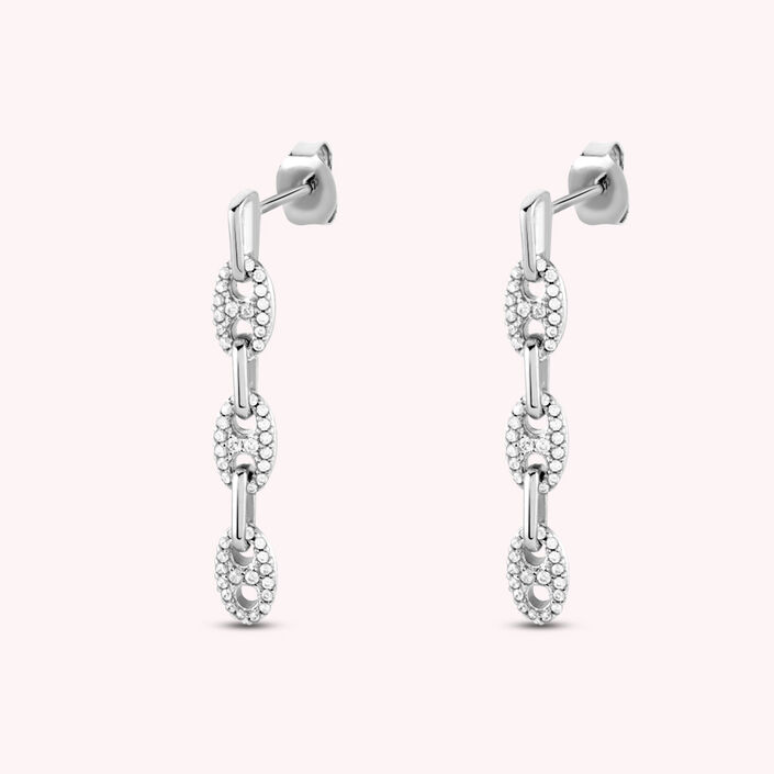 Long earrings ETREINTE - Crystal / Silver - All earings  | Agatha