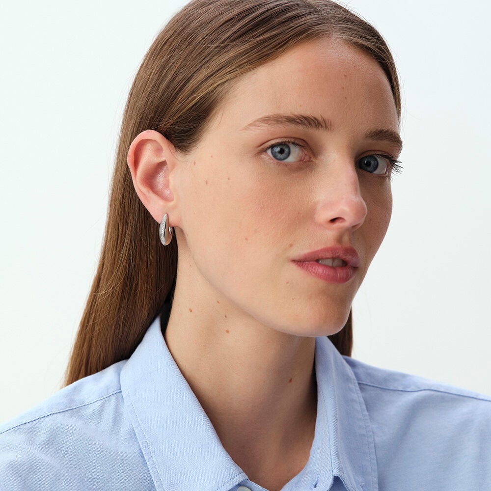 Hoops RUE DE SEINE - Crystal / Silver - Earrings  | Agatha