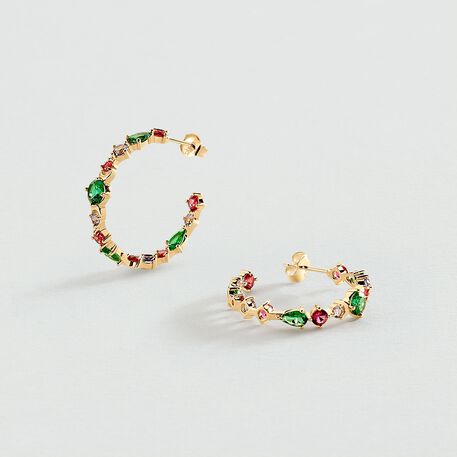 Hoops ASTRE - Multicolor / Gold - All earings  | Agatha