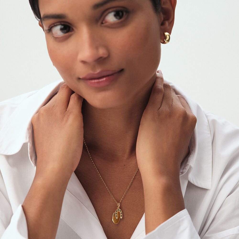 Pendant HORSESHOE - Green / Golden - Jewellery  | Agatha
