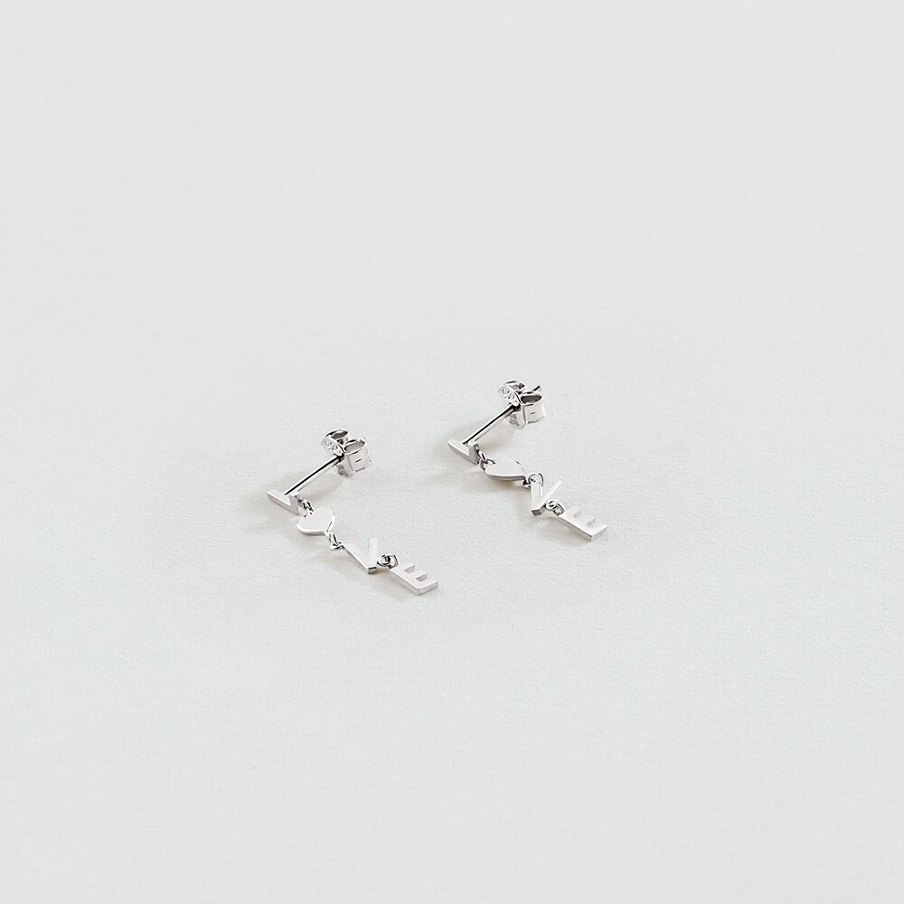 Long earrings WITH LOVE - Silver - Earrings  | Agatha