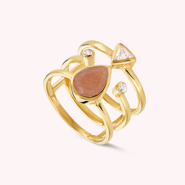 Large ring NUANCEE - Pink / Gold - All jewellery  | Agatha