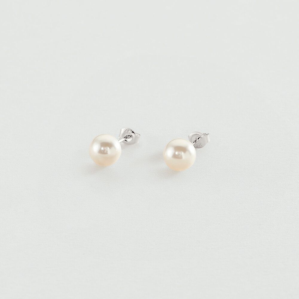 Stud earrings PERLYS - Pearl / Silver - Earrings  | Agatha