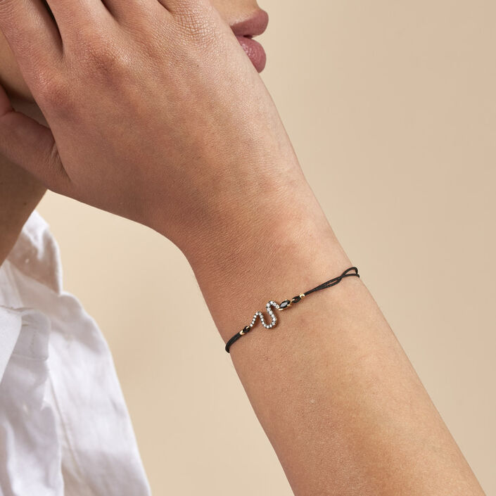 Cord bracelet SNAKY - Gold / Black - All bracelets  | Agatha