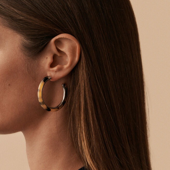 Hoops BOUCLE - Black / Silver - All earings  | Agatha