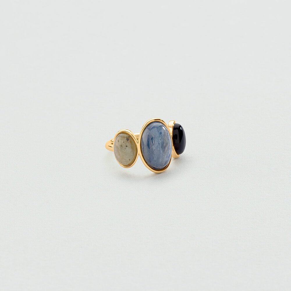 Thin ring LA RIVIERA - Blue / Gold - Rings  | Agatha