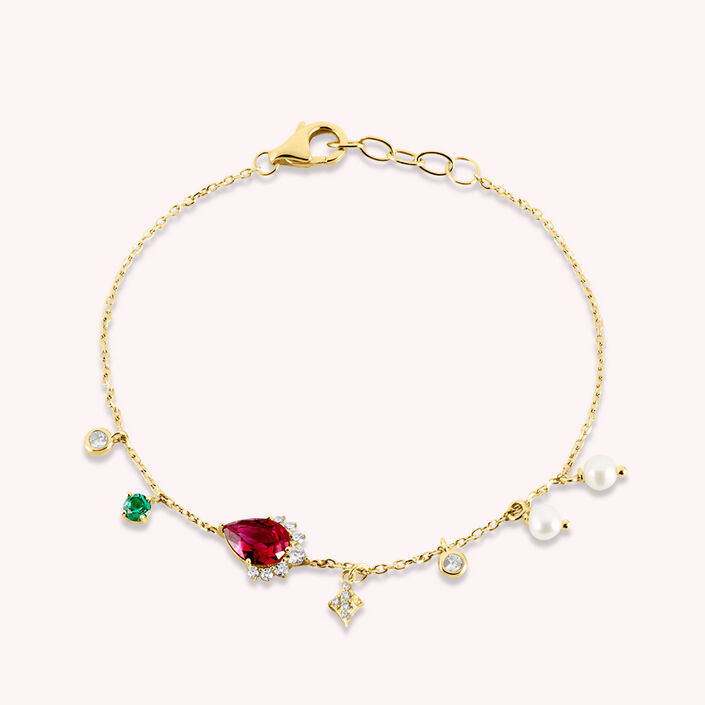 Link bracelet ASTRE - Pink / Gold - All bracelets  | Agatha