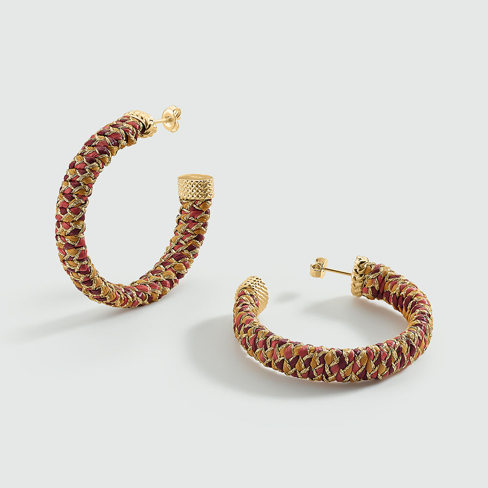 Hoops RAFIA - Red / Gold - Earrings  | Agatha