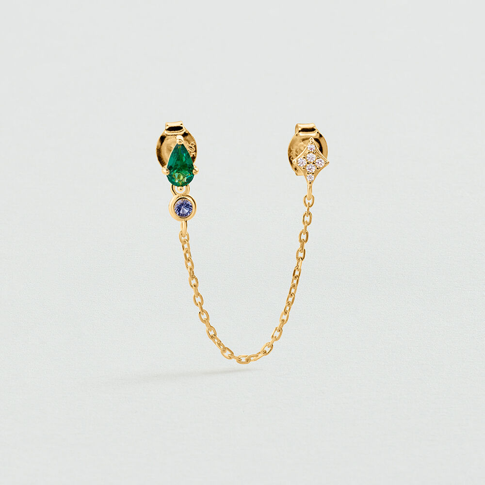 Single stud earring MIX & MATCH - Green / Golden