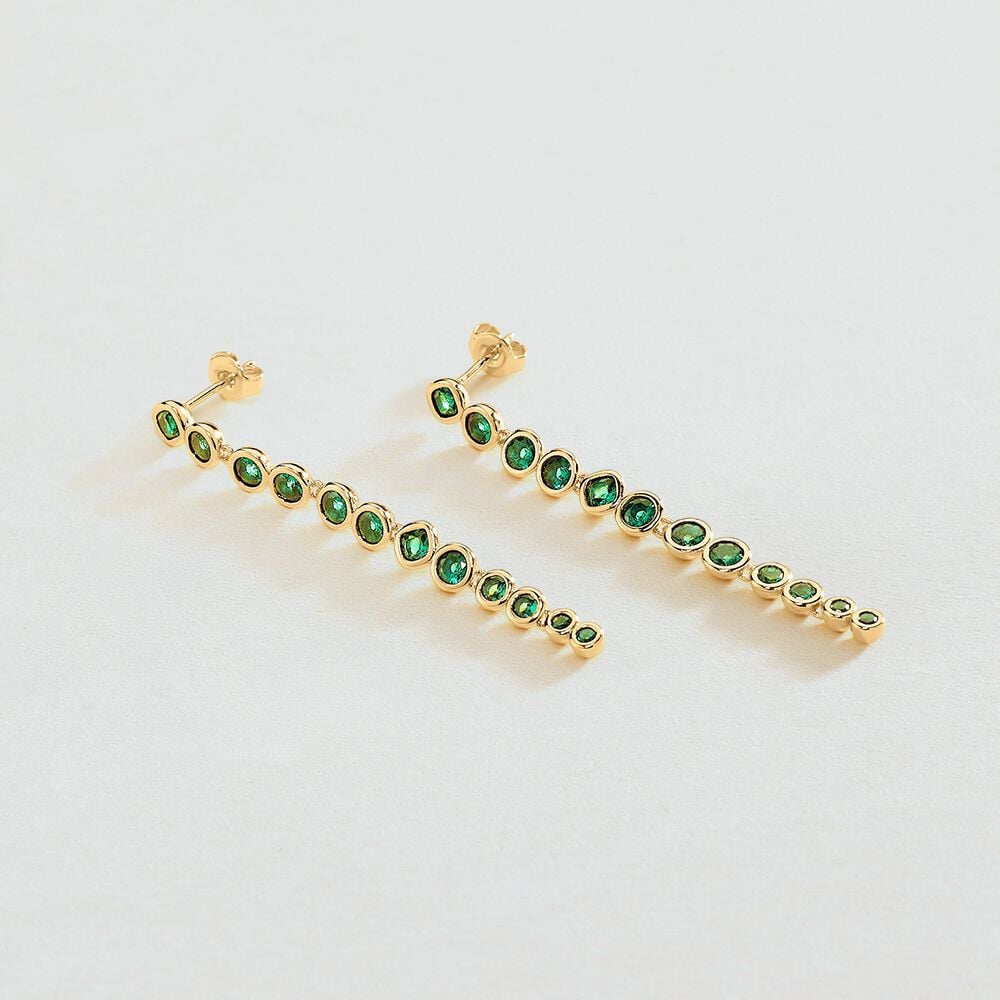 Long earrings ADAMAS - Green / Golden - Earrings  | Agatha