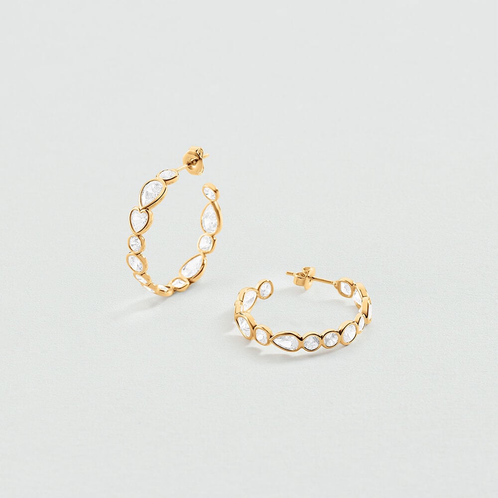 Hoops CANDY - Crystal / Golden - Earrings  | Agatha