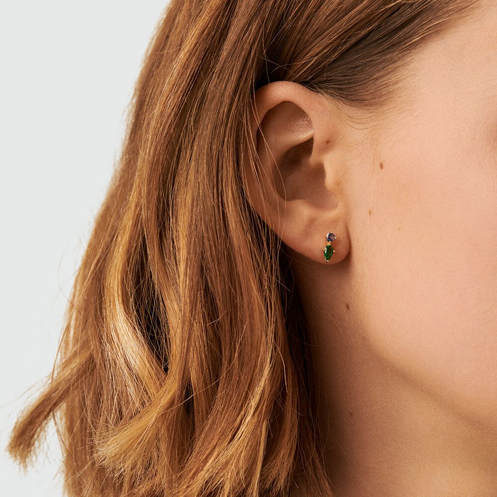 Stud earrings ASTRE - Green / Golden - Earrings  | Agatha