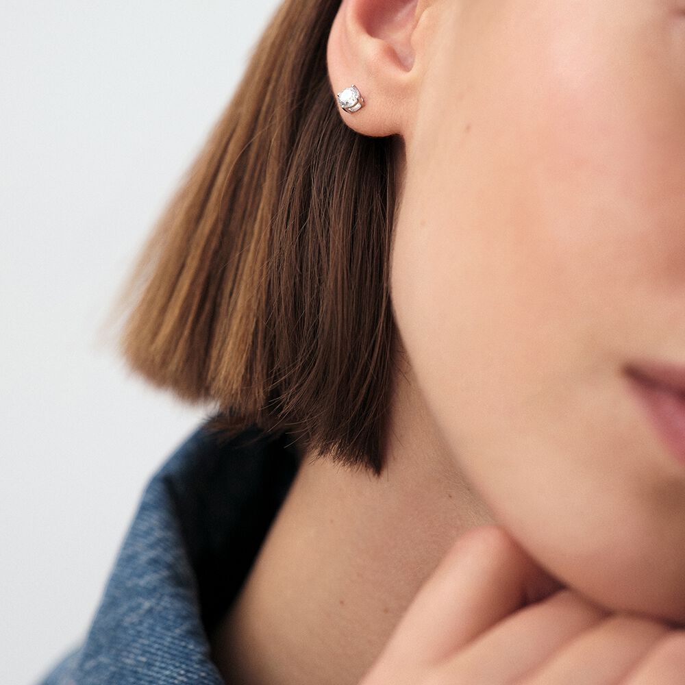 Stud earrings SOL - Crystal / Silver - Genuine silver  | Agatha