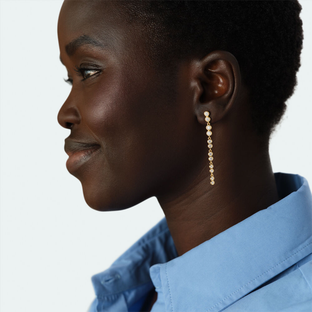 Long earrings OD&Eacute;ON - Crystal / Golden - Earrings  | Agatha