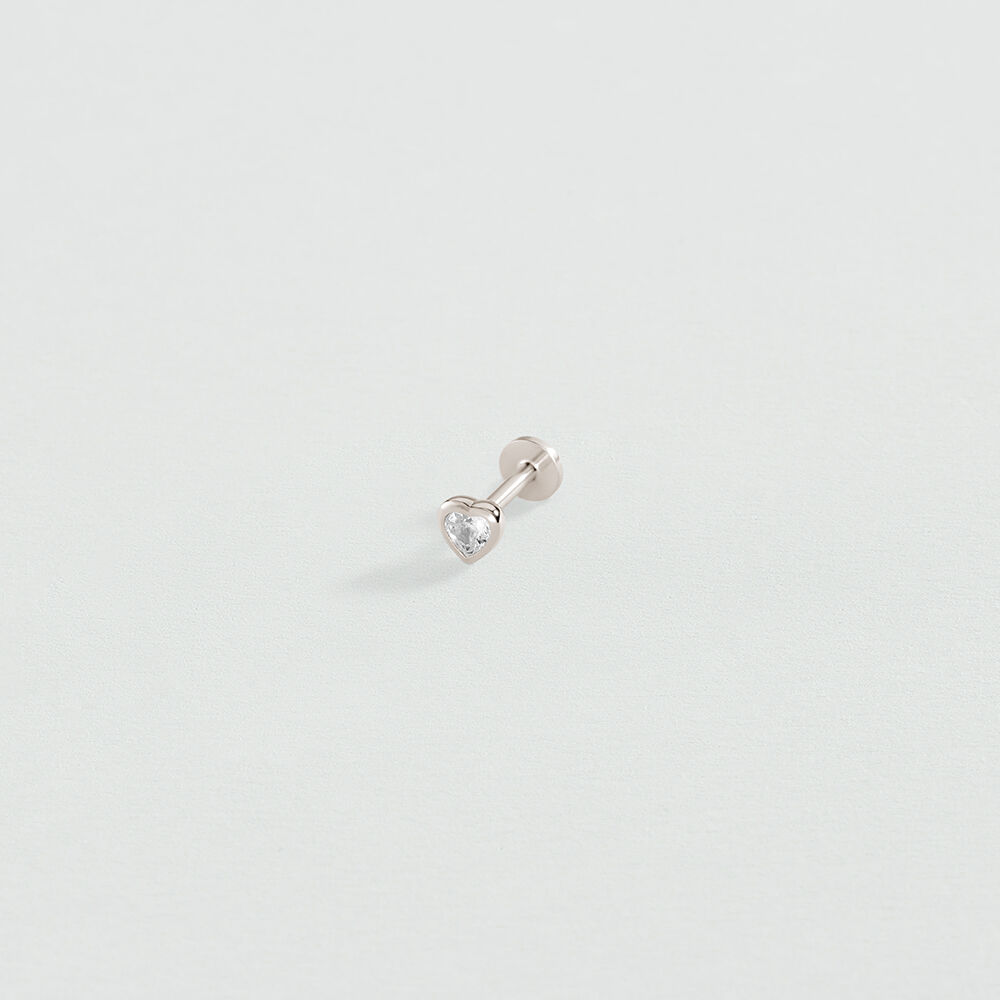 Piercing stud HEART MIX & MATCH - Crystal / Silver - Genuine silver  | Agatha
