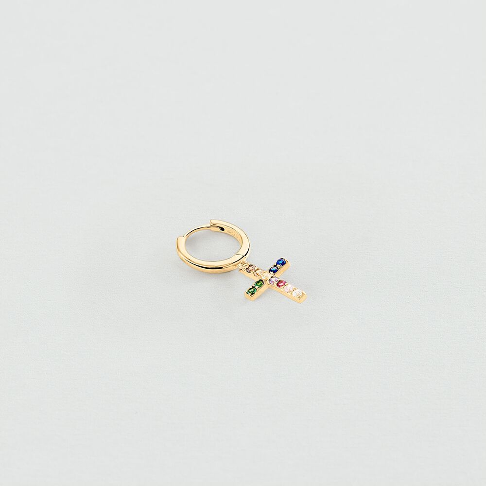 Hoop piercing CROSS - Multicolor / Gold - Hoop piercing  | Agatha