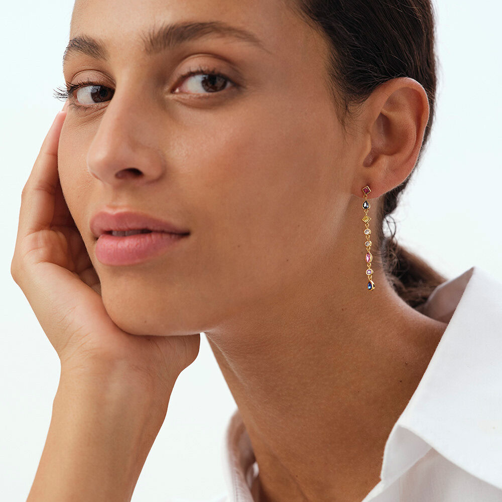 Long earrings CASCADA - Multicolor / Gold - Earrings  | Agatha