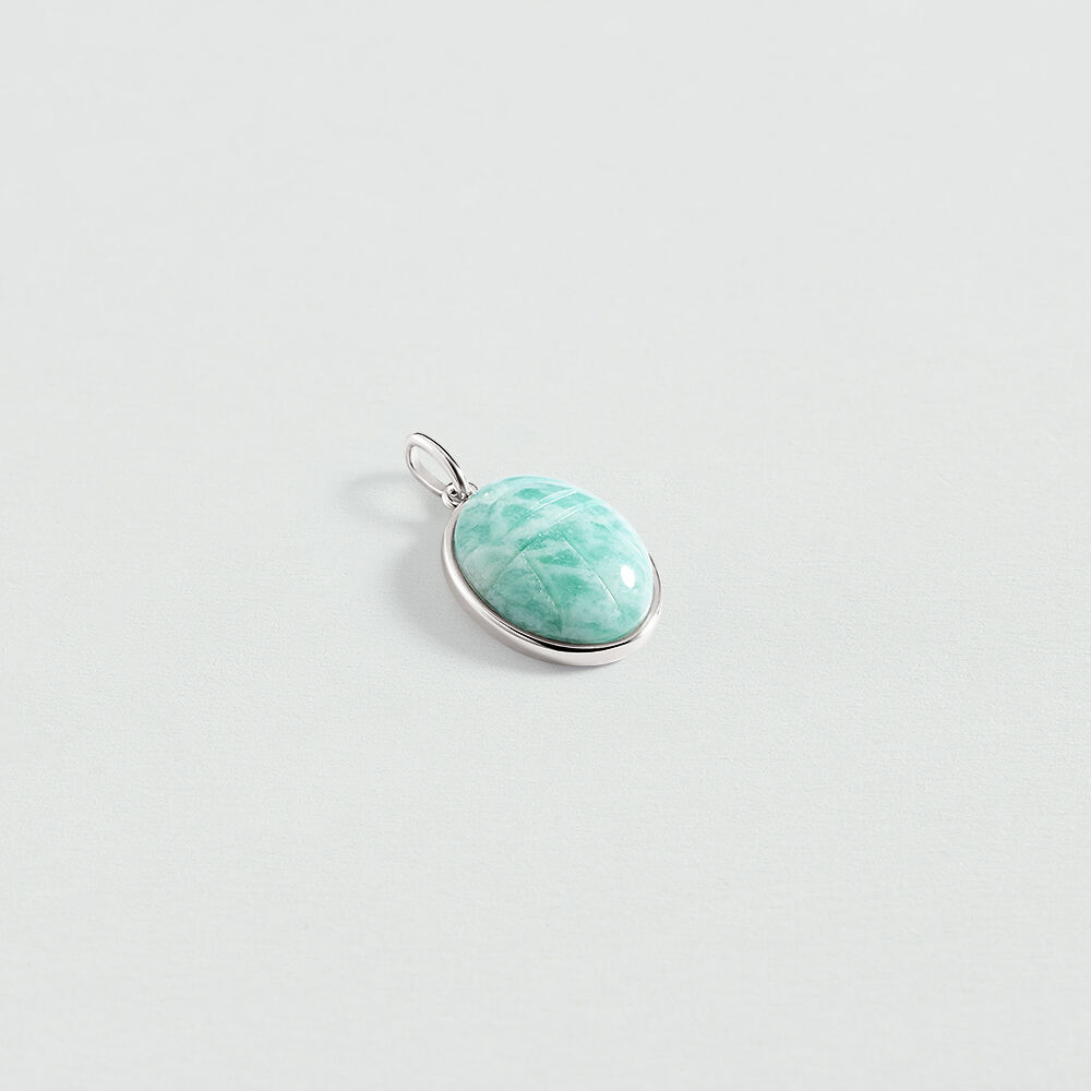 Pendant AMAZONITE SCARAB - Turquoise / Silver -   | Agatha