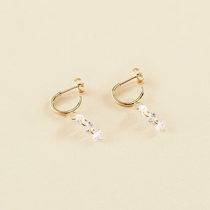 Hoops PETILLE - Crystal / Golden - All earings  | Agatha