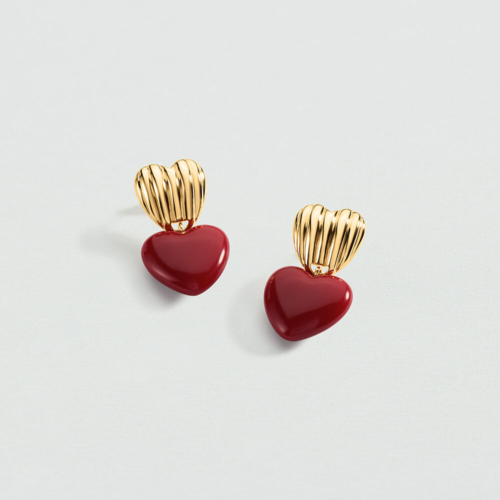Long earrings SACR&Eacute; C&OElig;UR - Red / Gold - Earrings  | Agatha