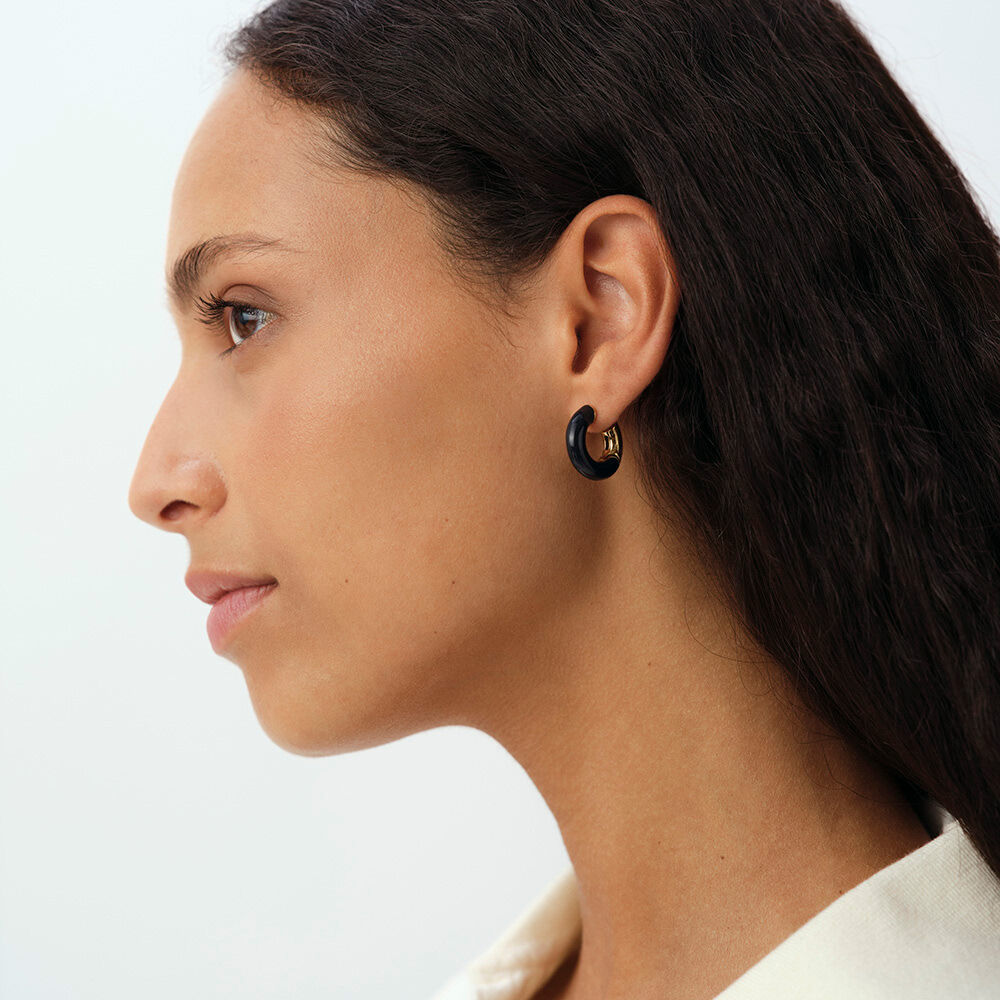 Hoops LEO - Black / Gold - Earrings  | Agatha