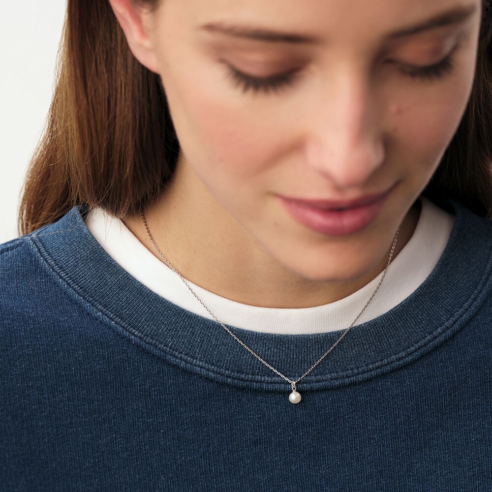 Choker necklace PERLYS - Pearl / Silver - Choker necklace  | Agatha