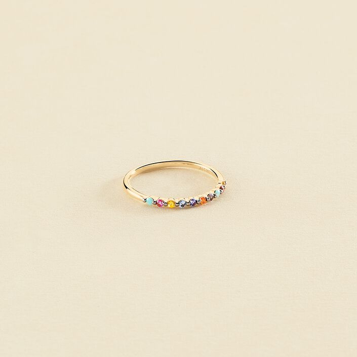 Thin ring BELOVED - Multicolor / Gold - All jewellery  | Agatha