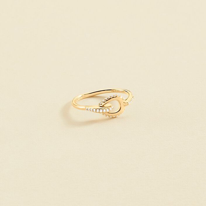 Thin ring GEMINI - Crystal / Gold - All jewellery  | Agatha