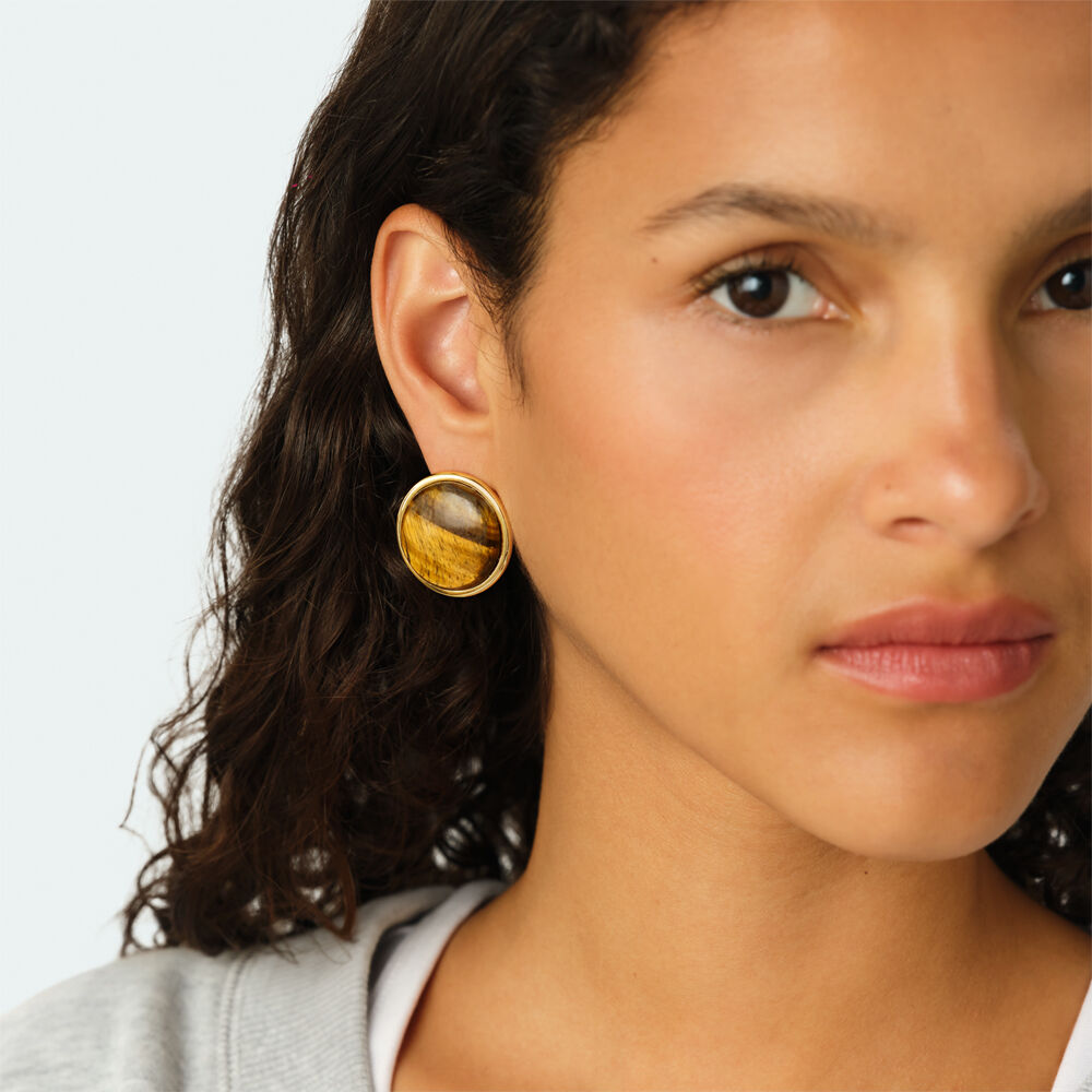 Stud earrings OVERSIZE BATIGNOLLES - Brown / Gold - Earrings  | Agatha
