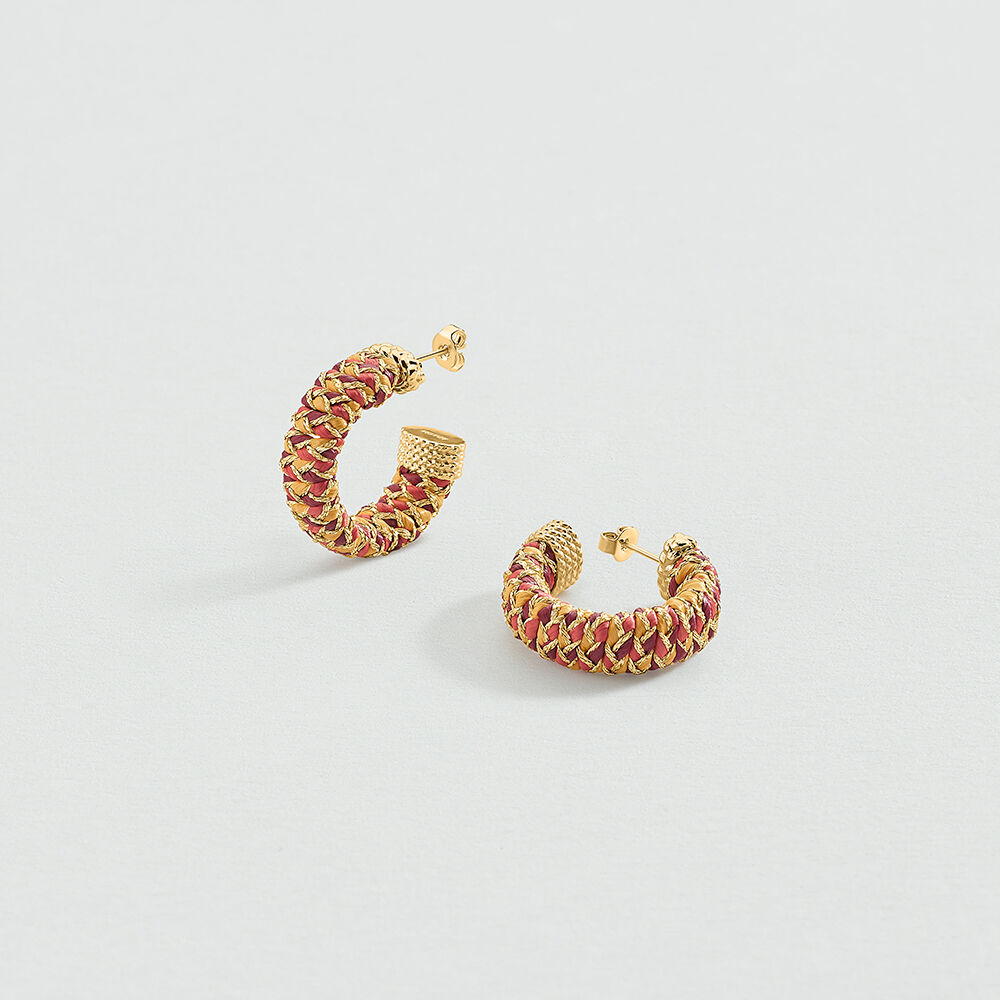 Hoops RAFIA - Red / Gold - Earrings  | Agatha