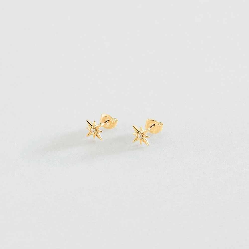 Stud earrings OURSE - Crystal / Golden - Genuine silver  | Agatha