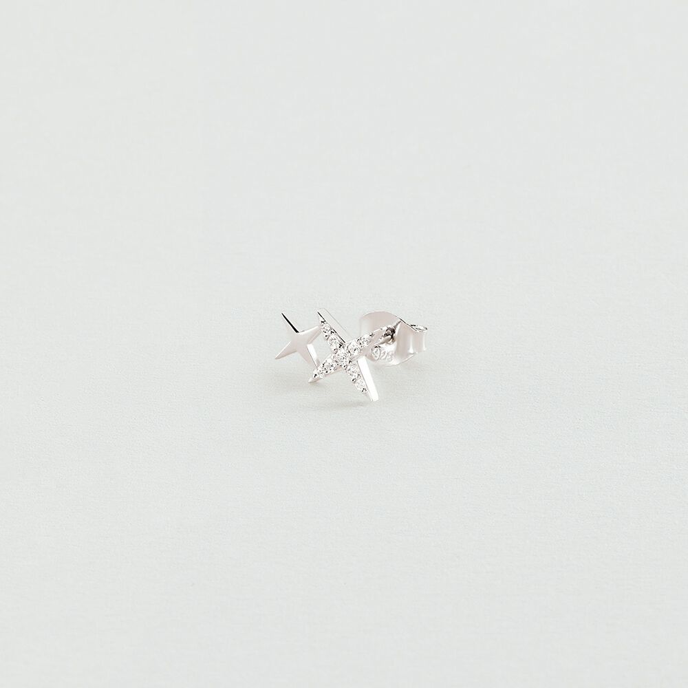 Piercing stud SHINING - Crystal / Silver - Genuine silver  | Agatha