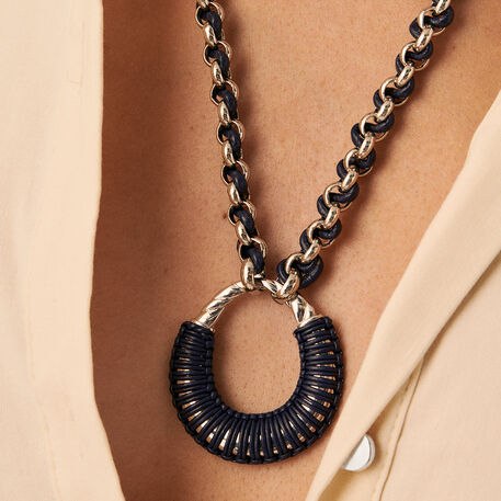 Long necklace TWIGGY - Silver / Dark Blue - 19:38  | Agatha