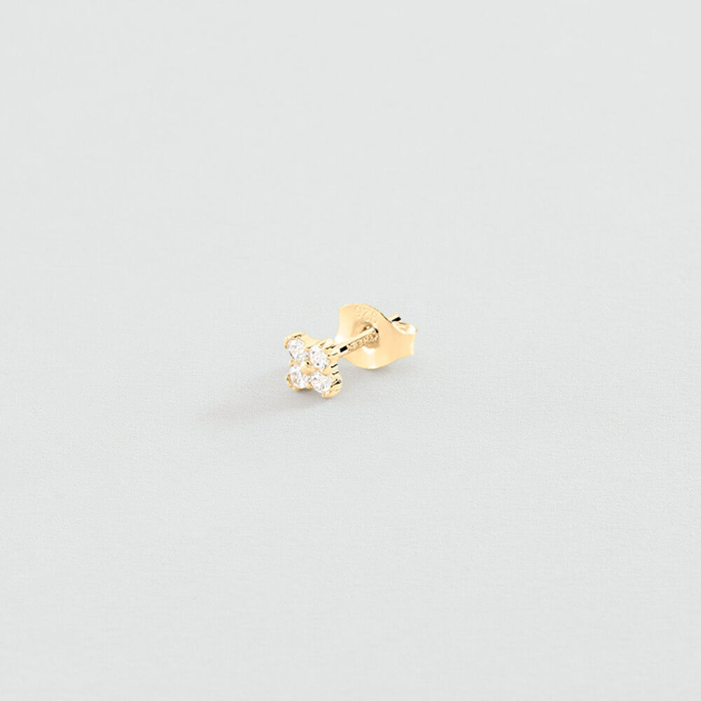 Stud earrings MIX & MATCH - Crystal / Golden - Genuine silver  | Agatha