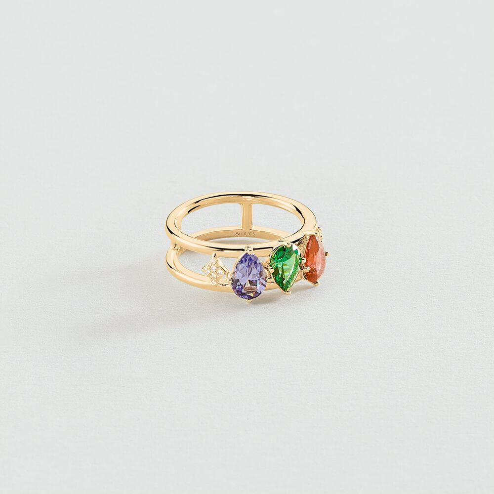 Large ring ASTRE - Multicolor / Gold - Large ring  | Agatha