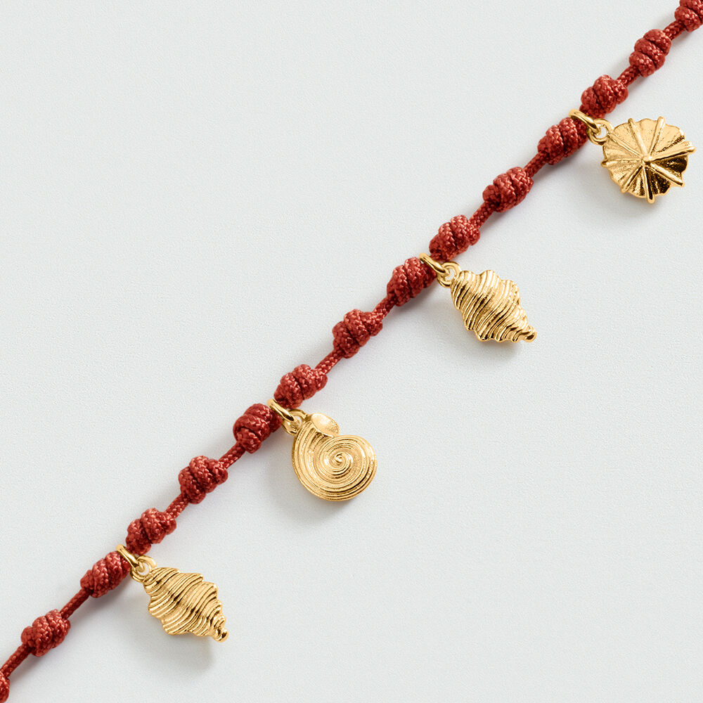 Cord bracelet CALYPSO - Red / Gold - Bracelets  | Agatha