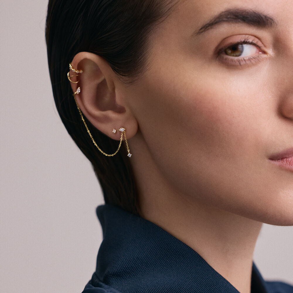 【TATIANA】Glow Pretzel Heart EarJacket Earring☆追跡付 Jasmine 4-Tier Crystal Rhinestone Heart Shaped Earrings