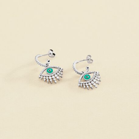 Hoops LUCKY EYE - Turquoise / Silver - All jewellery  | Agatha