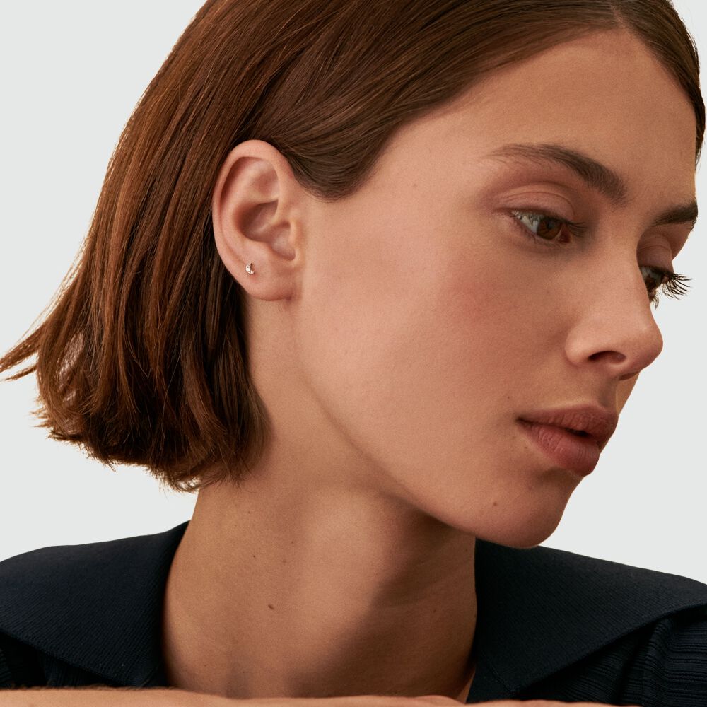 Piercing stud LUNITA - Crystal / Silver - Genuine silver  | Agatha