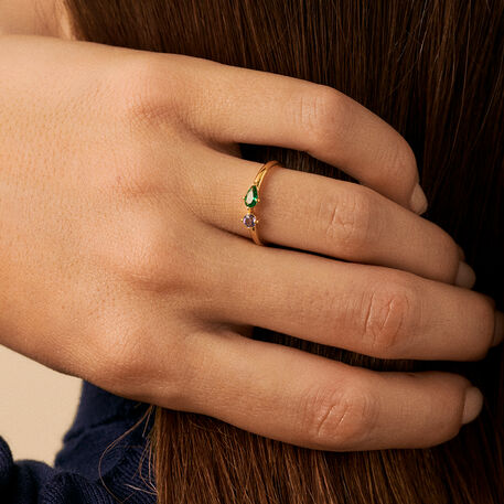 Thin ring ASTRE - Green / Golden - All jewellery  | Agatha