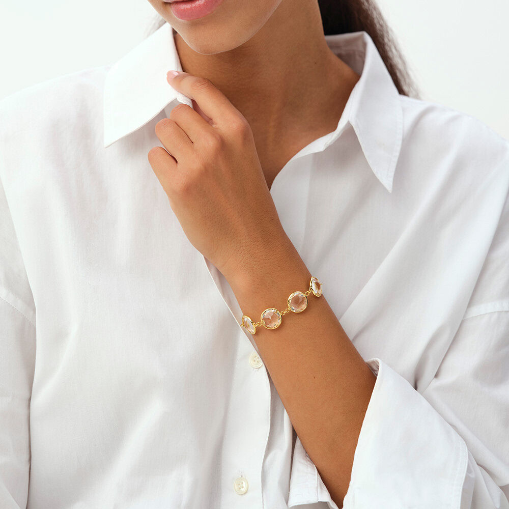 Link bracelet LUTETIA - Crystal / Golden - Bracelets  | Agatha