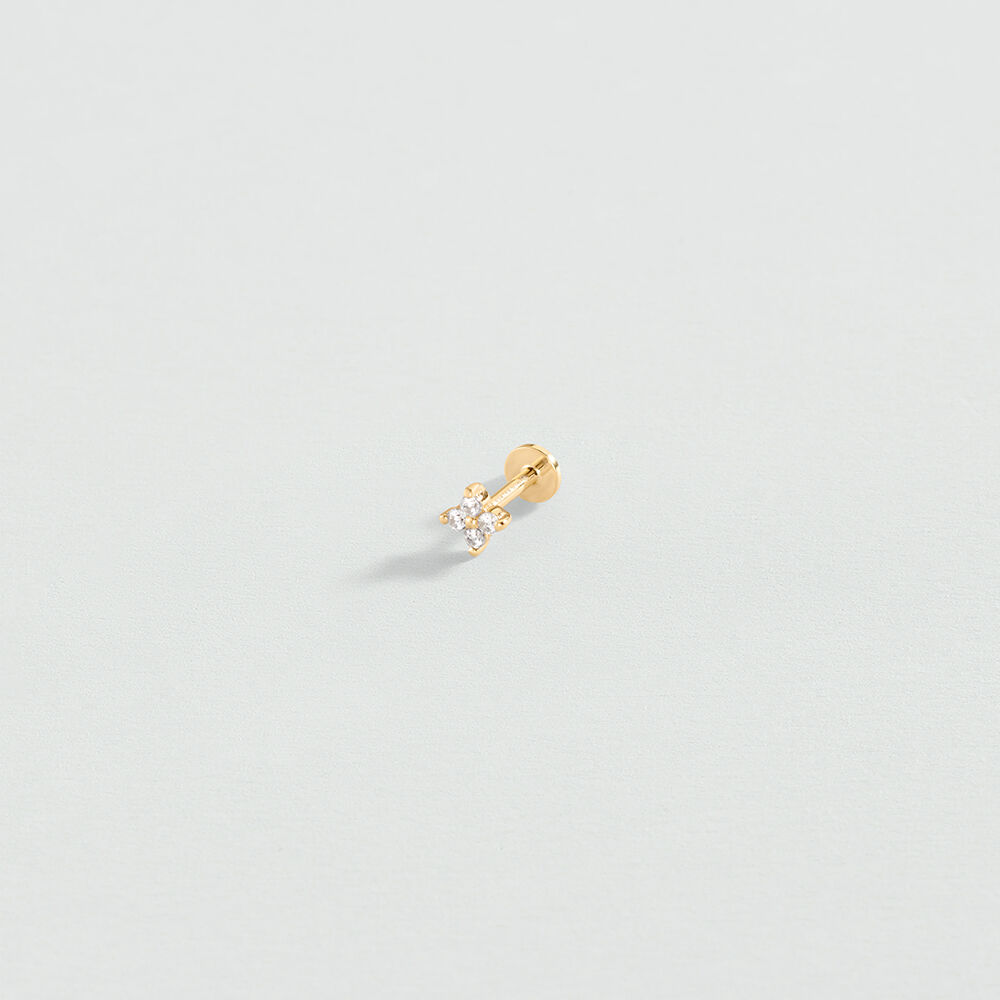 Piercing stud FLOWER MIX & MATCH - Crystal / Golden - Genuine silver  | Agatha