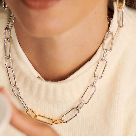 Mid-length necklace BAMBOO - Silver / Gold - 13:01  | Agatha