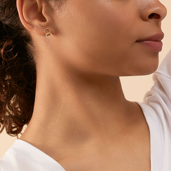 Stud earrings RONDOU - Crystal / Golden - All earings  | Agatha
