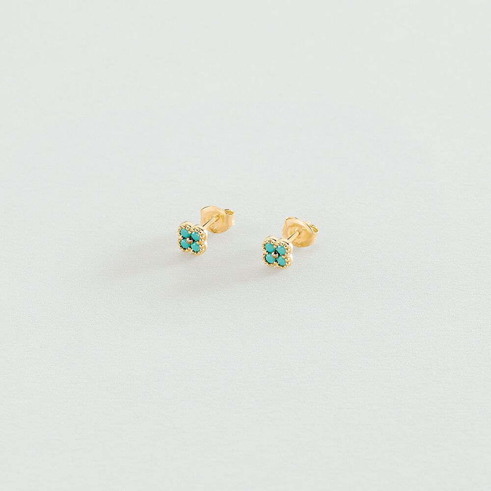 Stud earrings BELOVED - Turquoise / Gold - Genuine silver  | Agatha