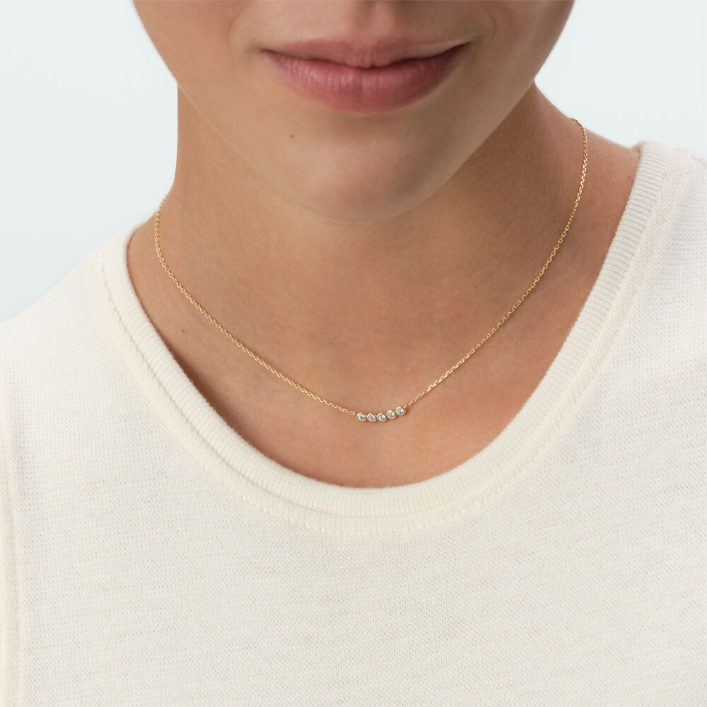 Mid-length necklace OD&Eacute;ON - Crystal / Golden - Mid-length necklace  | Agatha